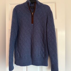 Brooks Brothers Merino Wool and Cashmere Blue Zip-Up Sweater. Mens XS.